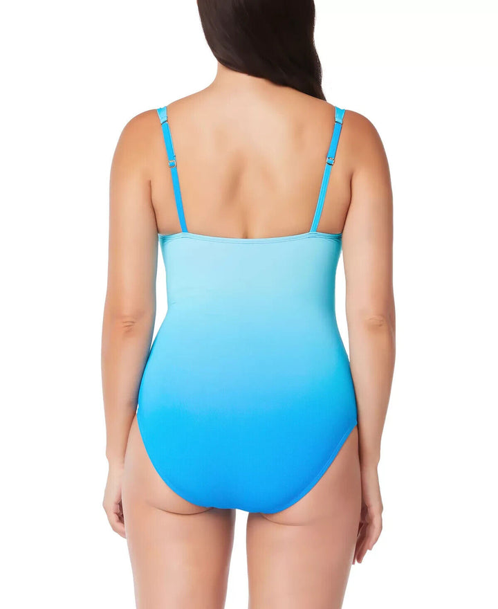 Bleu by Rod Beattie Traje de baño fruncido con aros de 1 pieza $134 Talla 6 # UB10 475 NUEVO