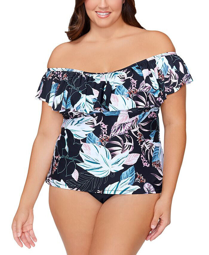 Raisins Plus Size Tortuga Flounce Tankini Swimsuit $60 Size 18W # UB5 355 NEW