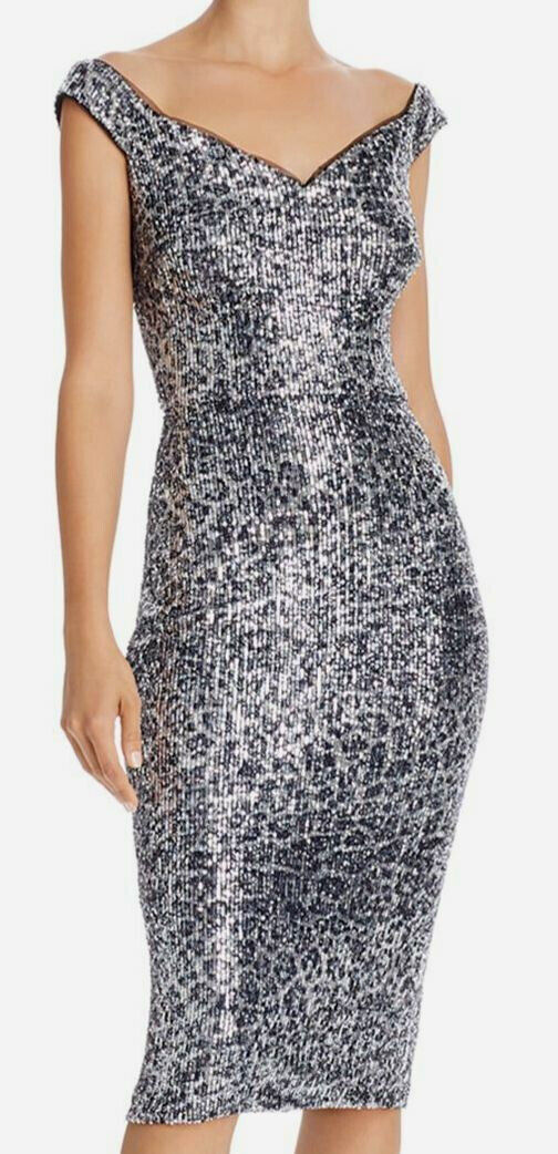 AQUA Sequin Leopard-Print Sheath Dress