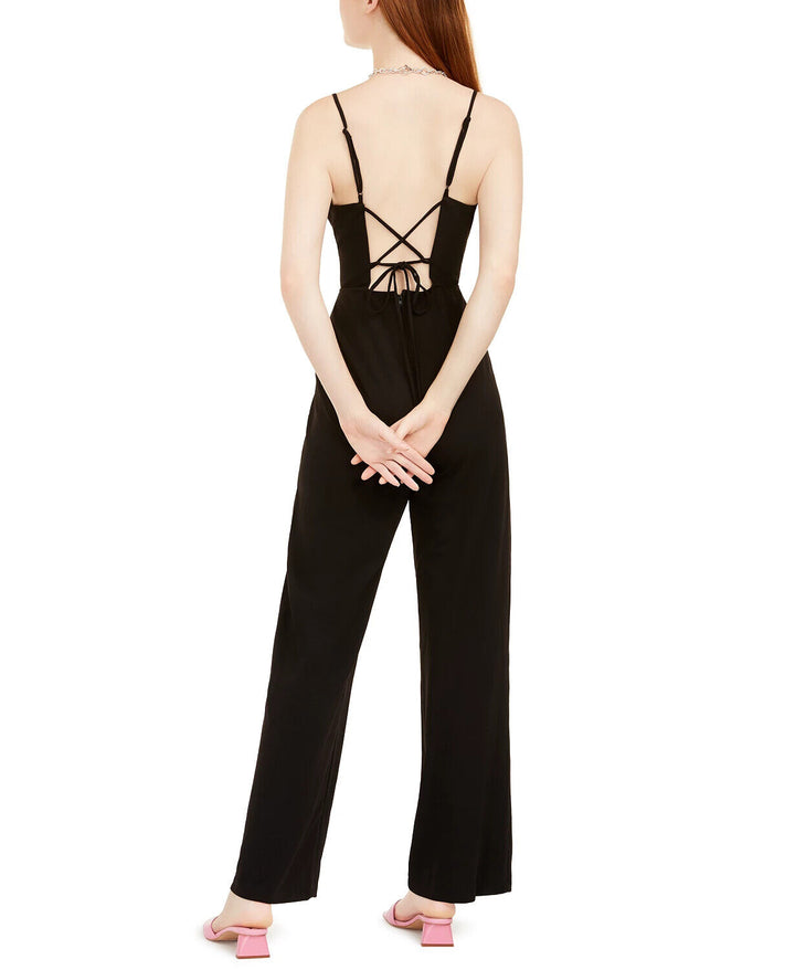 Teeze Me Juniors' Lace-Back Jumpsuit