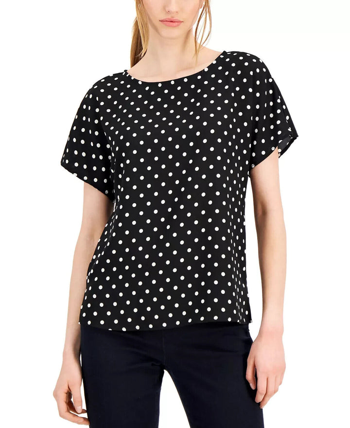 Anne Klein Dot-Print Top MSRP $69 Size M # 5B 1863 NEW