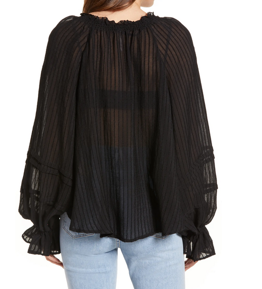 FREE PEOPLE Out of Town Split Neck Blouse