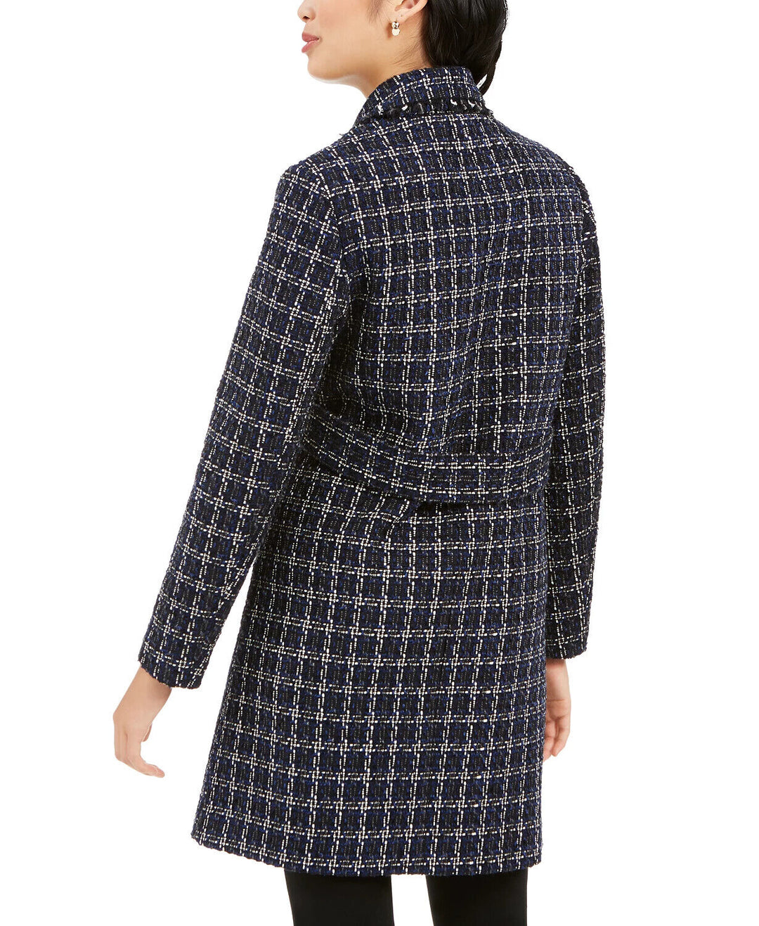 Marc New York Double-Breasted Plaid Tweed Coat