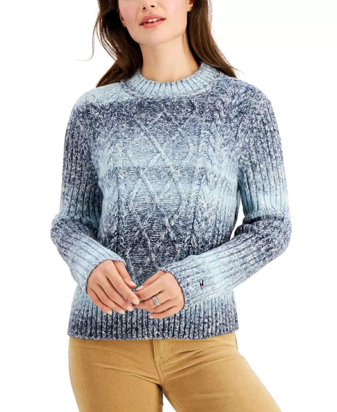 Tommy Hilfiger Cable-Knit Ombre Sweater MSRP $79 Size L # 5C 2430 NEW