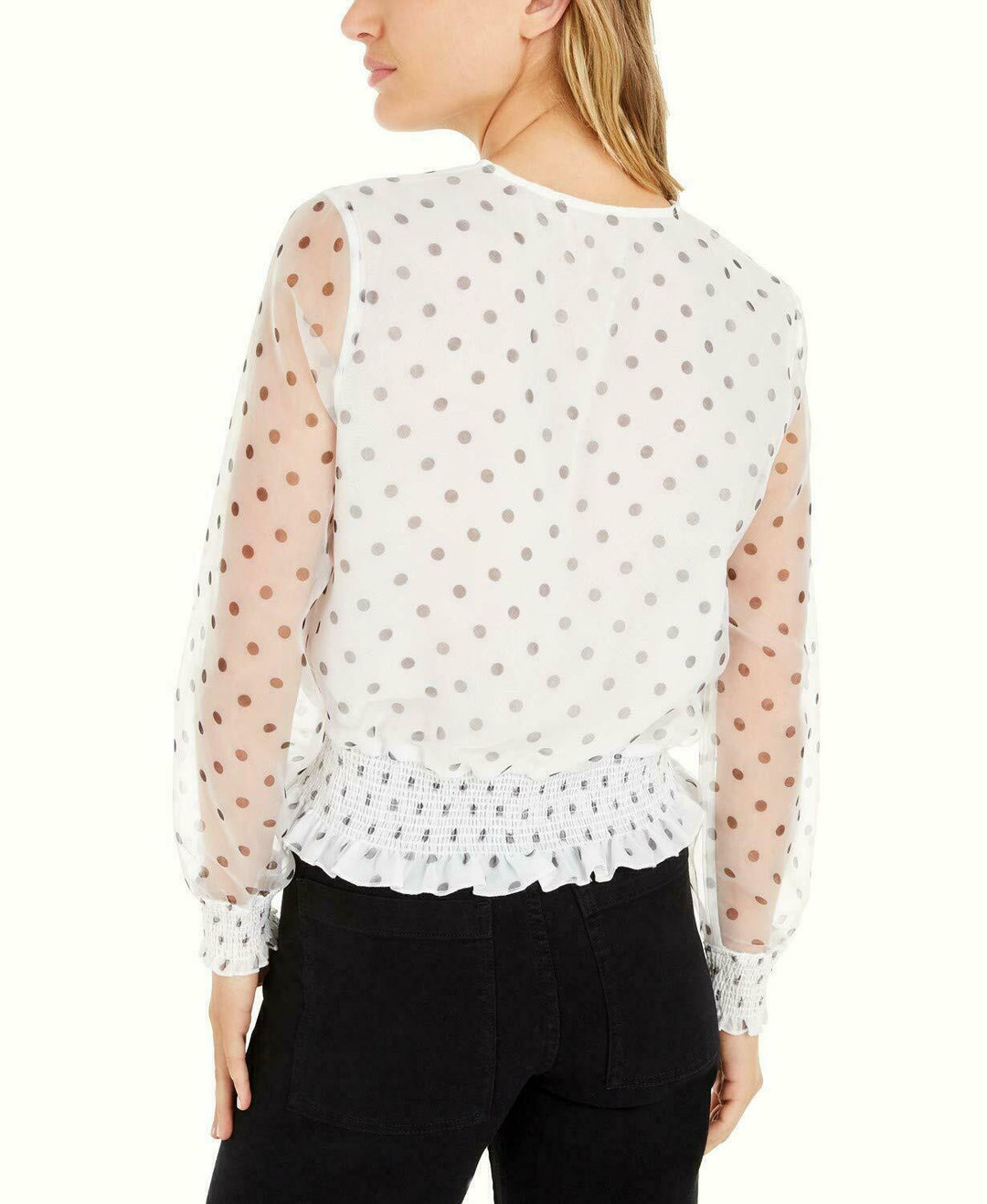 Top Bar III Becca Tilley x Polka-Dot con cintura fruncida MSRP $79 Talla S # 5B 1476 NUEVO