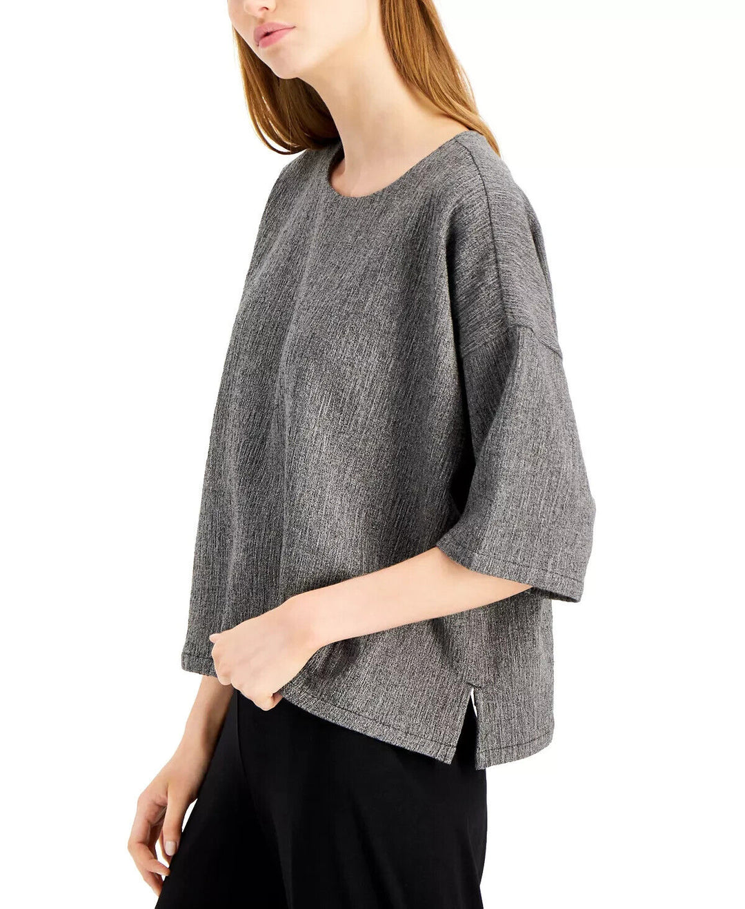 Top tejido con cuello redondo de Eileen Fisher MSRP $ 228 Talla M # 5B 1853 NUEVO