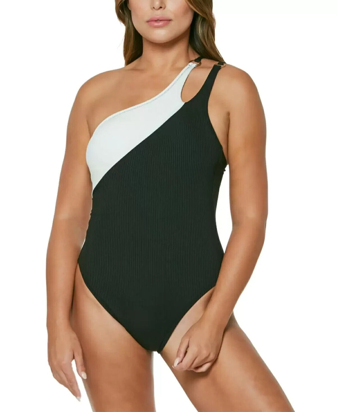 Jessica Simpson One-Shoulder Maillot One-Piece Swimsuit $98 Size M # UB5 362 NEW