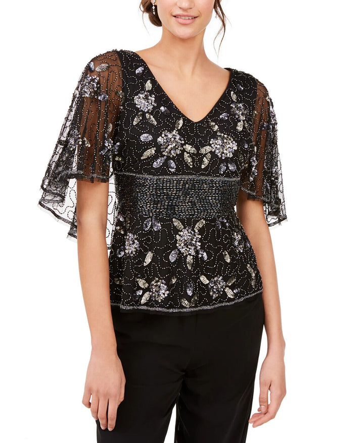 Adrianna Papell Embellished Capelet Top MSRP $169 Size 2 # 5B 1533 NEW