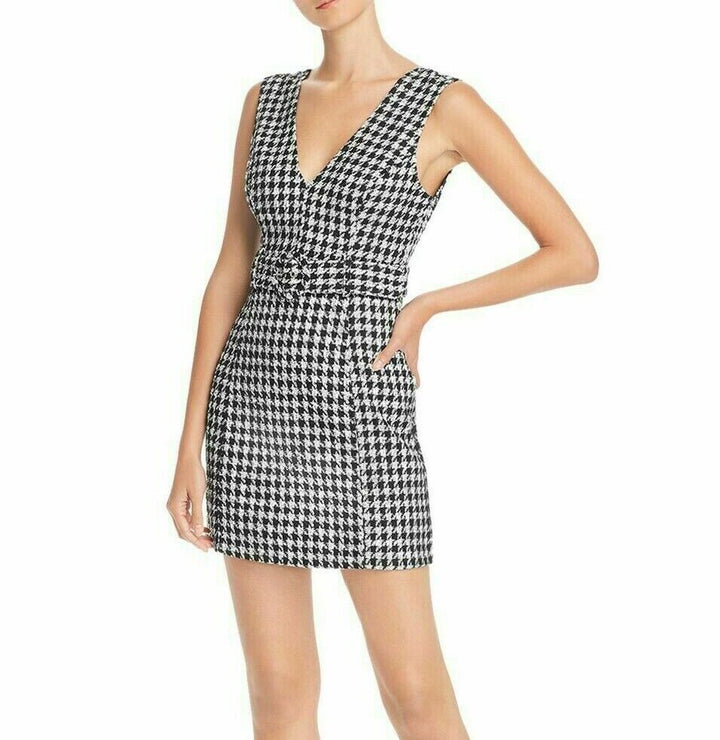 Vestido tubo con cinturón de tweed de pata de gallo aguamarina MSRP $ 88 Talla L # 12B 1113 NUEVO