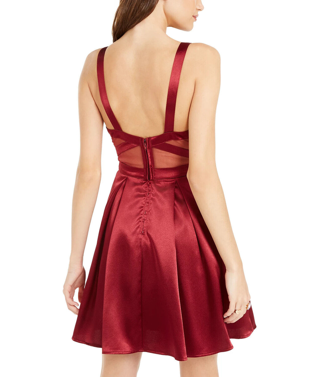 Teeze Me Juniors' Satin Illusion-Back Dress