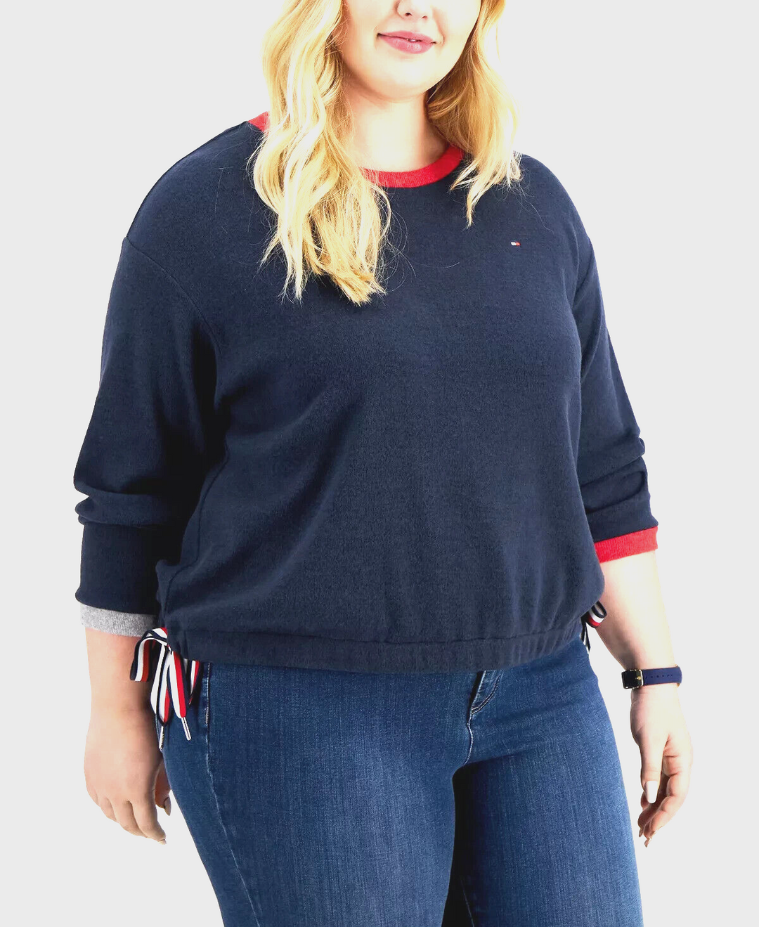 Tommy Hilfiger Plus Size Sweatshirt With Side Ties $69.50 Size 1X # 5C 2419 NEW