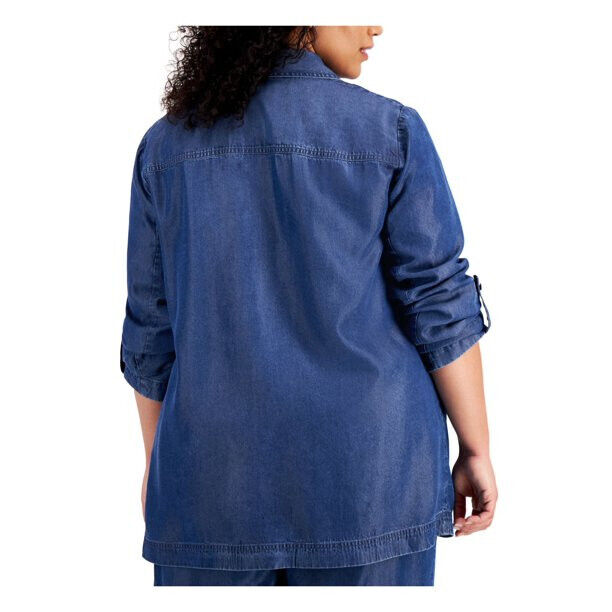 Bar III Plus Size Roll Tab Jacket