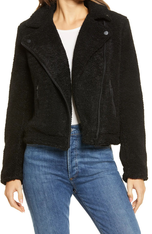 Sanctuary Classic Faux-Sherpa Moto Jacket