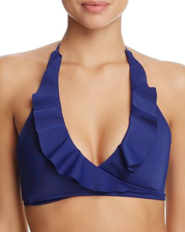 MILLY Ruffled Wrap Bikini Top MSRP $115 Size M # UB5 337 NEW