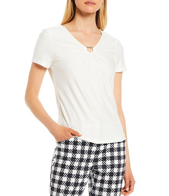 Tommy Hilfiger D-Ring Short Sleeve Top MSRP $49 Size S # 6A 1684 NEW