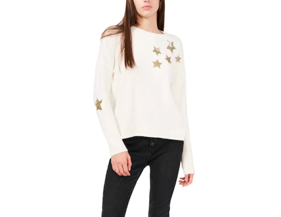 Riley & Rae Sequin Star Sweater MSRP $79 Size XS # 5C 2435 NEW