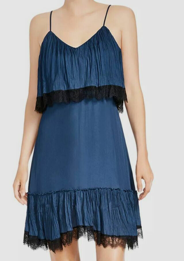 HALSTON HERITAGE Sleeveless Lace-Trim Dress