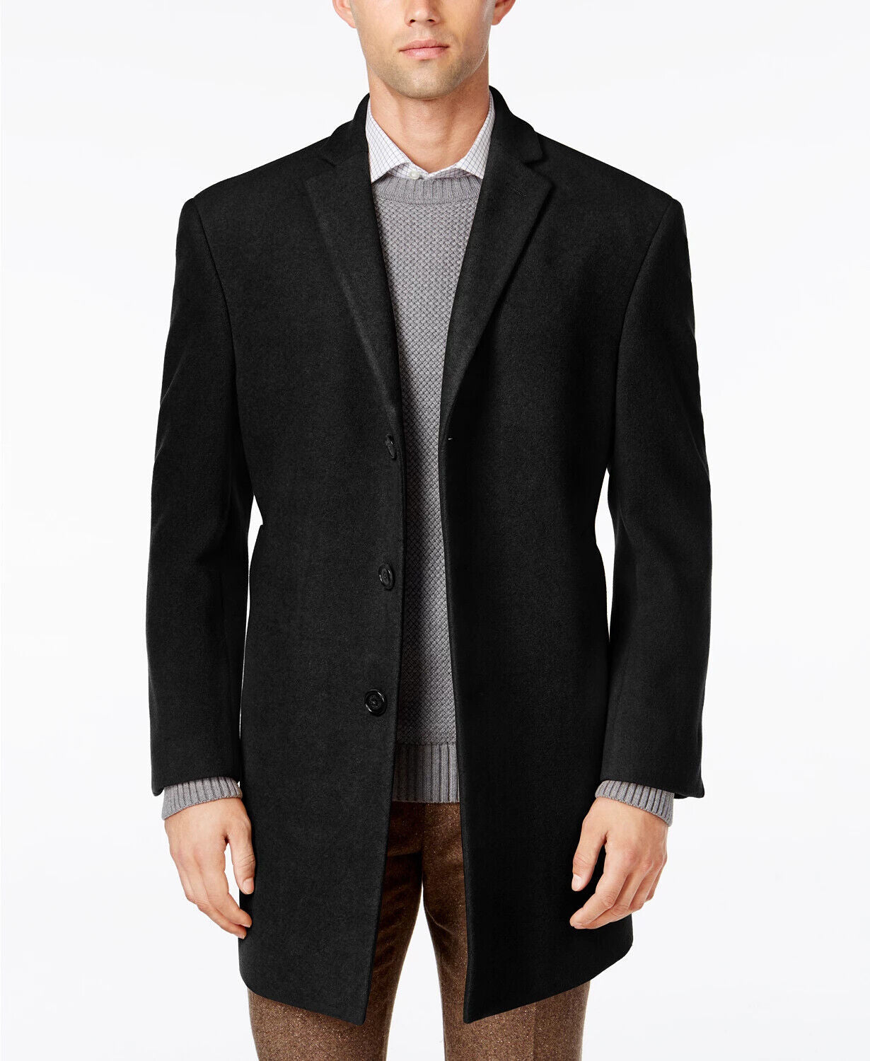 Calvin Klein Men's Prosper Wool-Blend X-Fit Overcoat $395 Size 46R # 18B 123 NEW