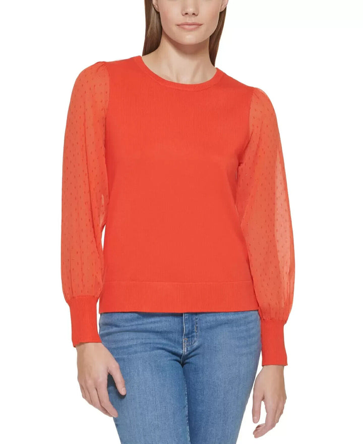 Calvin Klein Chiffon Sleeve Sweater MSRP $79 Size M # 6A 1822 NEW