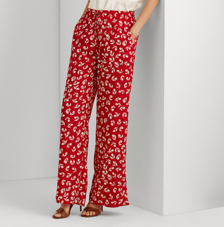 Lauren Ralph Lauren Tulip-Print Crepe Wide-Leg Pant $125 Size XL # 12A 1446 NEW