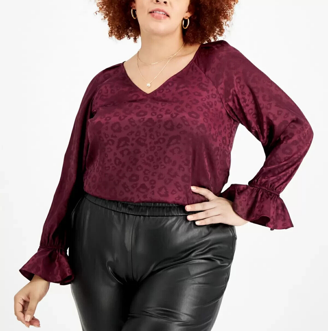 Bar III Plus Size Animal-Jacquard Blouse MSRP $79 Size 3X # 5D 2155 NEW