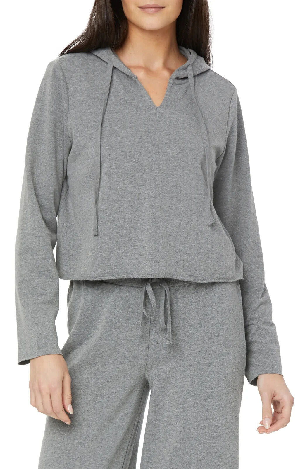 NYDJ Cropped French Terry Split-Neck Hoodie MSRP $69 Size XL # 4B 433 NEW