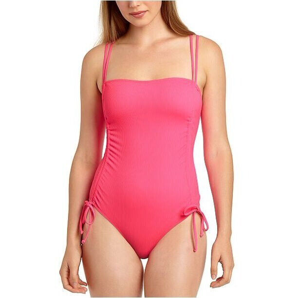 California Waves Ribbed Bandeau One-Piece Swimsuit Size XL # UB9 411 NEW