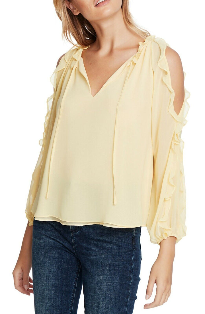 1.STATE Ruffled Cold-Shoulder Top MSRP $89 Size S # 6B 1163 NEW