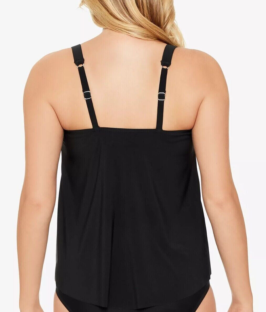 Tankini con aros y frente plisado de Swim Solutions $72 Talla 14 # UB5 370 NUEVO