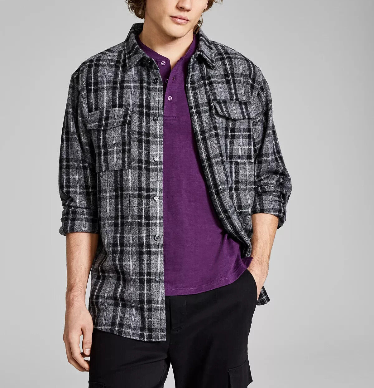 And Now This Men s Plaid Overshirt MSRP $45 Size M # 5C 2327 NEW