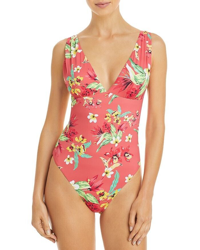 AQUA Swim Ruched Printed One Piece Swimsuit $98 Size XS # UB2 309 NEW