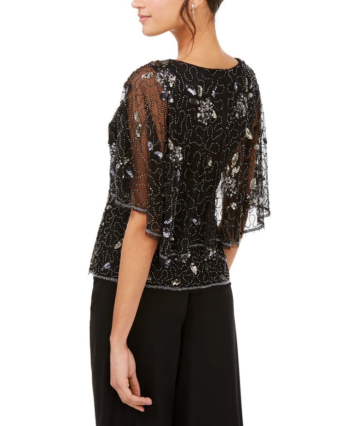 Adrianna Papell Embellished Capelet Top