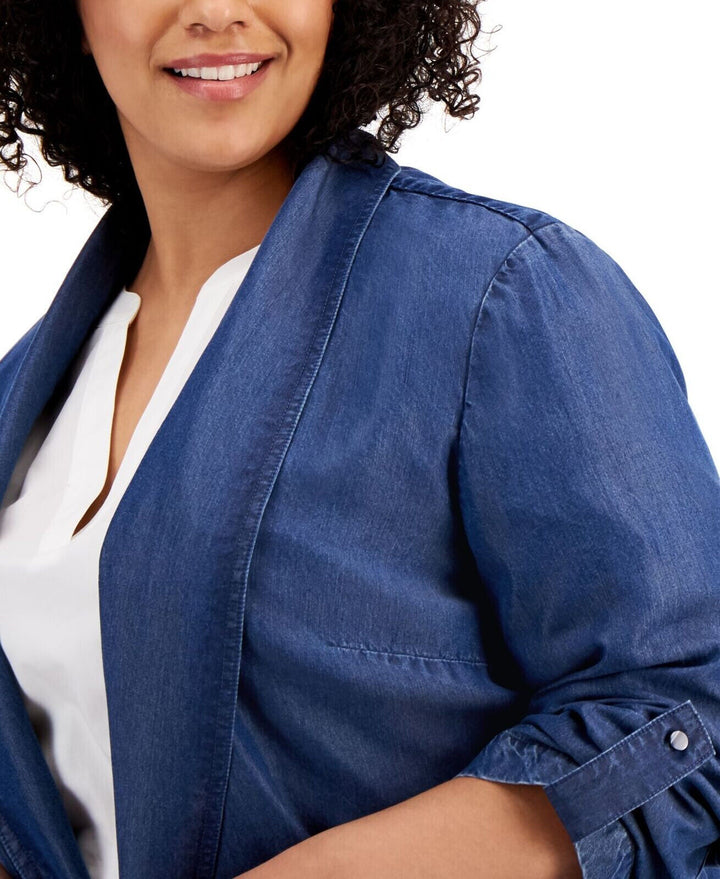 Bar III Plus Size Roll Tab Jacket