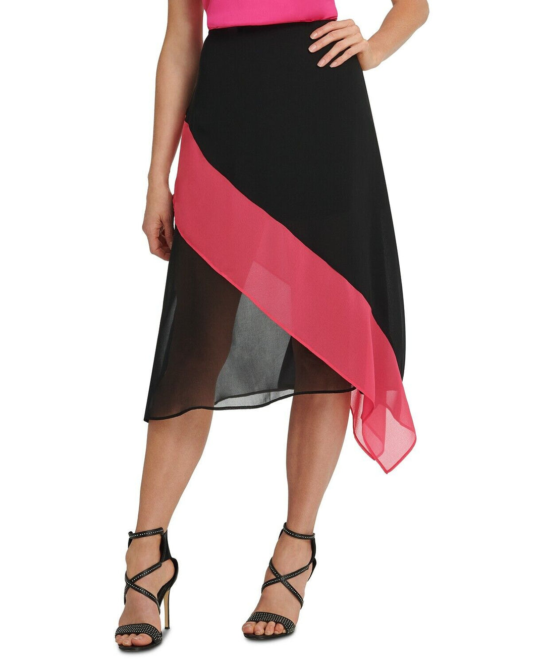 DKNY Colorblocked Asymmetrical Skirt MSRP $119 Size S # TR 665 NEW