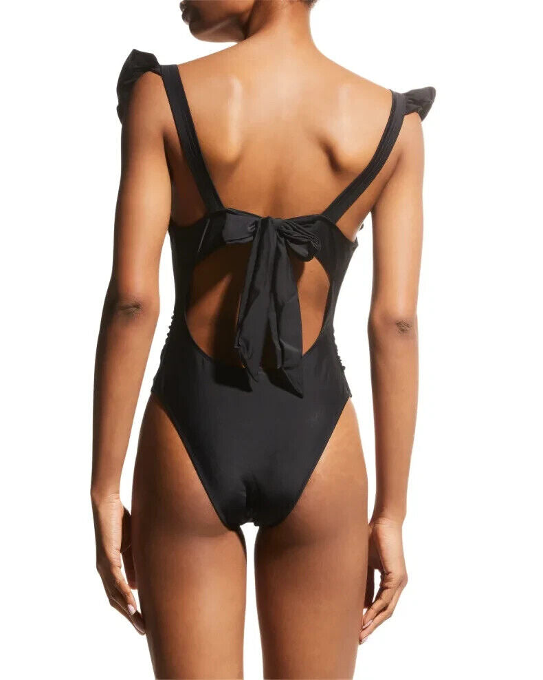 Ramy Brook Nicola Ruffled Deep V 1-Piece Swimsuit