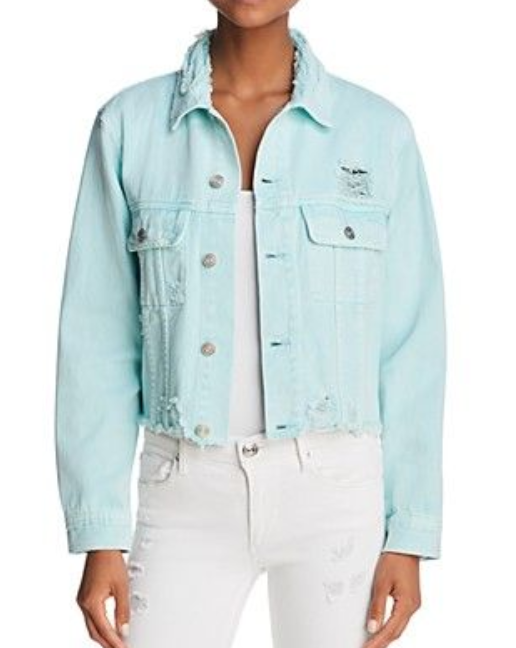 Sunset & Spring Distressed Cropped Denim Jacket MSRP $88 Size S # 5A 1704 NEW