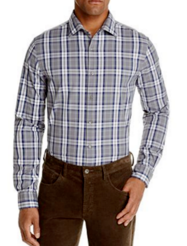 The Men's Store Tri-Color Plaid Classic Fit Shirt MSRP $98 Size M # 5D 1756 NEW