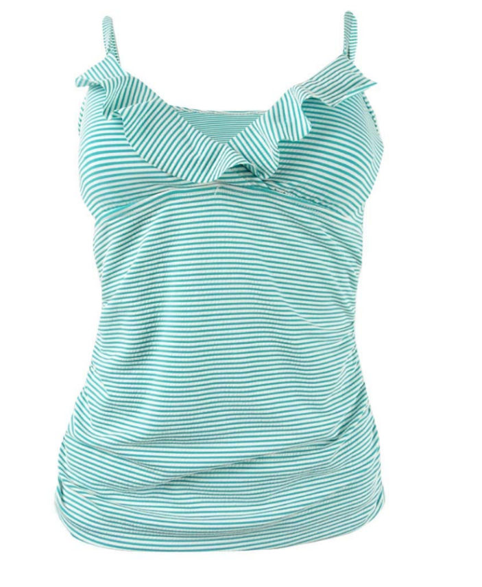 LAUREN Ralph Lauren Seersucker Stripe Ruffle Tankini