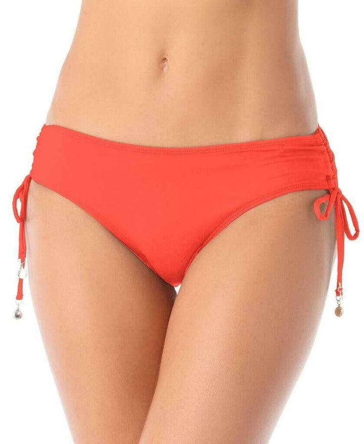 ANNE COLE Ruched-Side Bikini Bottoms MSRP $44 Size M # U10 256 NEW