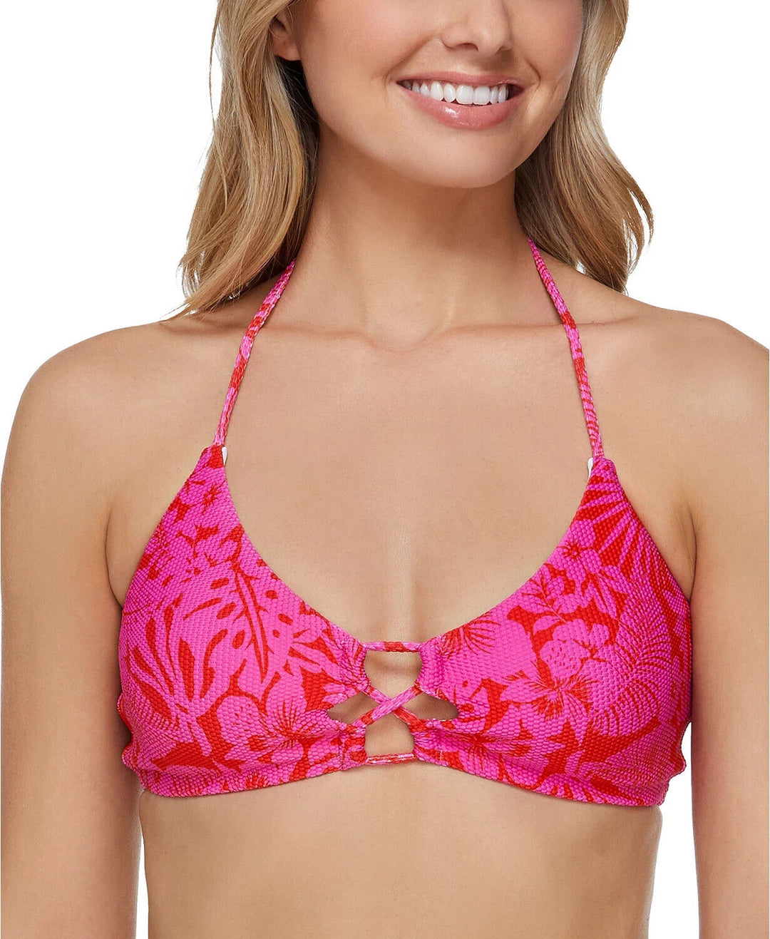 Raisins Juniors' Textured Costa Strappy Bikini Top MSRP $46 Size XL # U5 372 NEW