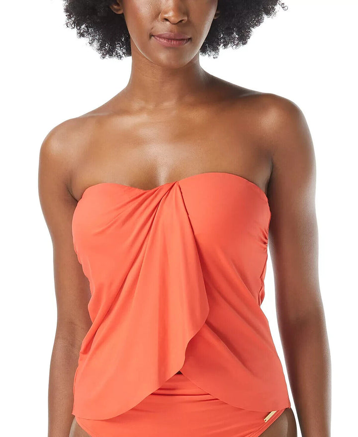 Vince Camuto Strapless Draped Tankini Top MSRP $86 Size L # UB6 278 NEW 