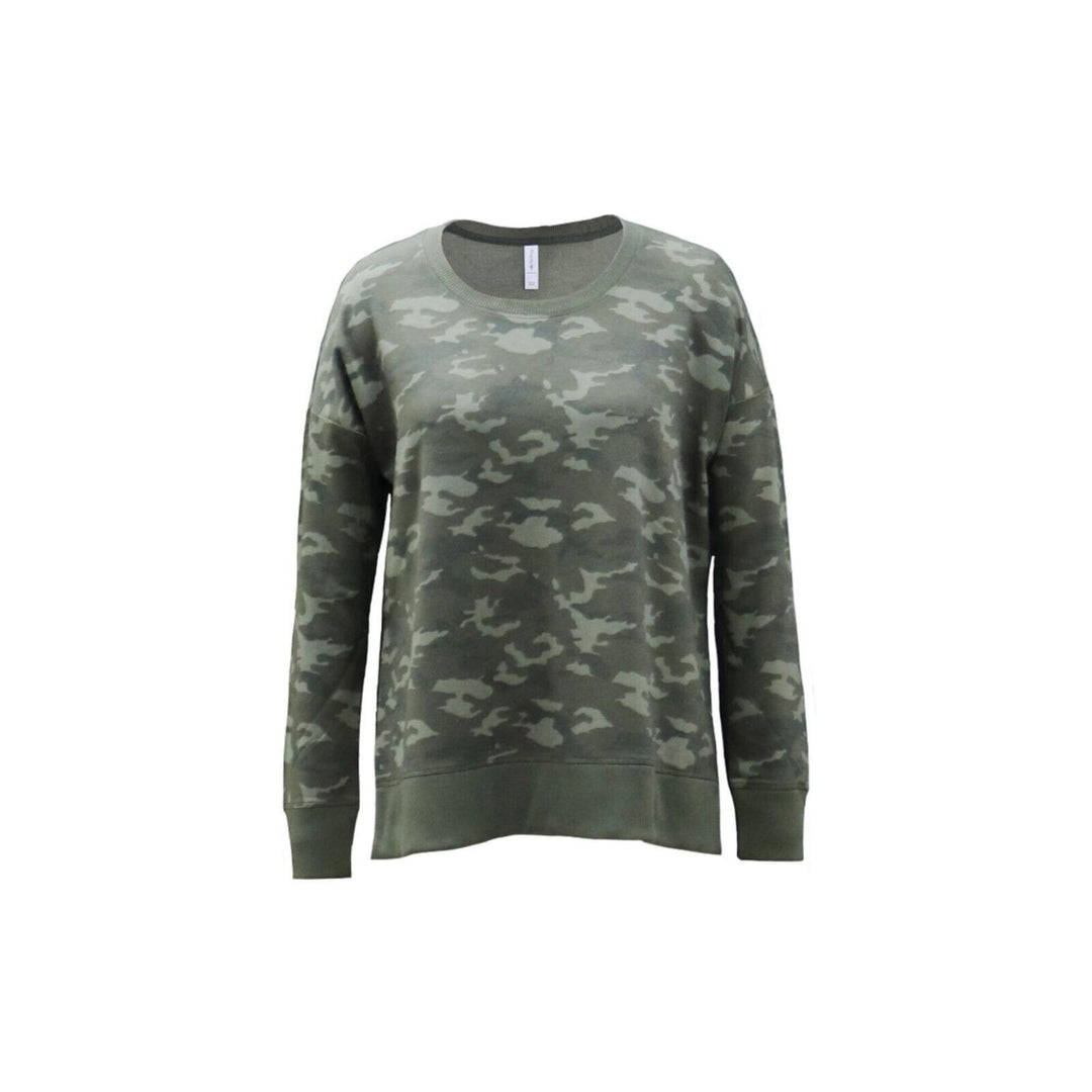 Ideology Ribbed Camouflage Long Sleeve Crew Neck Top $39.50 Size L # 4A 494 NEW