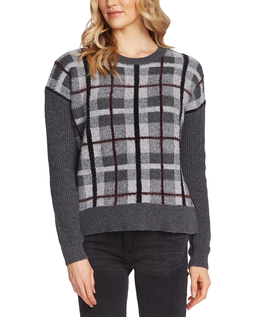 Vince Camuto Textured Plaid Sweater MSRP $119 Size XL # WW 14 NEW