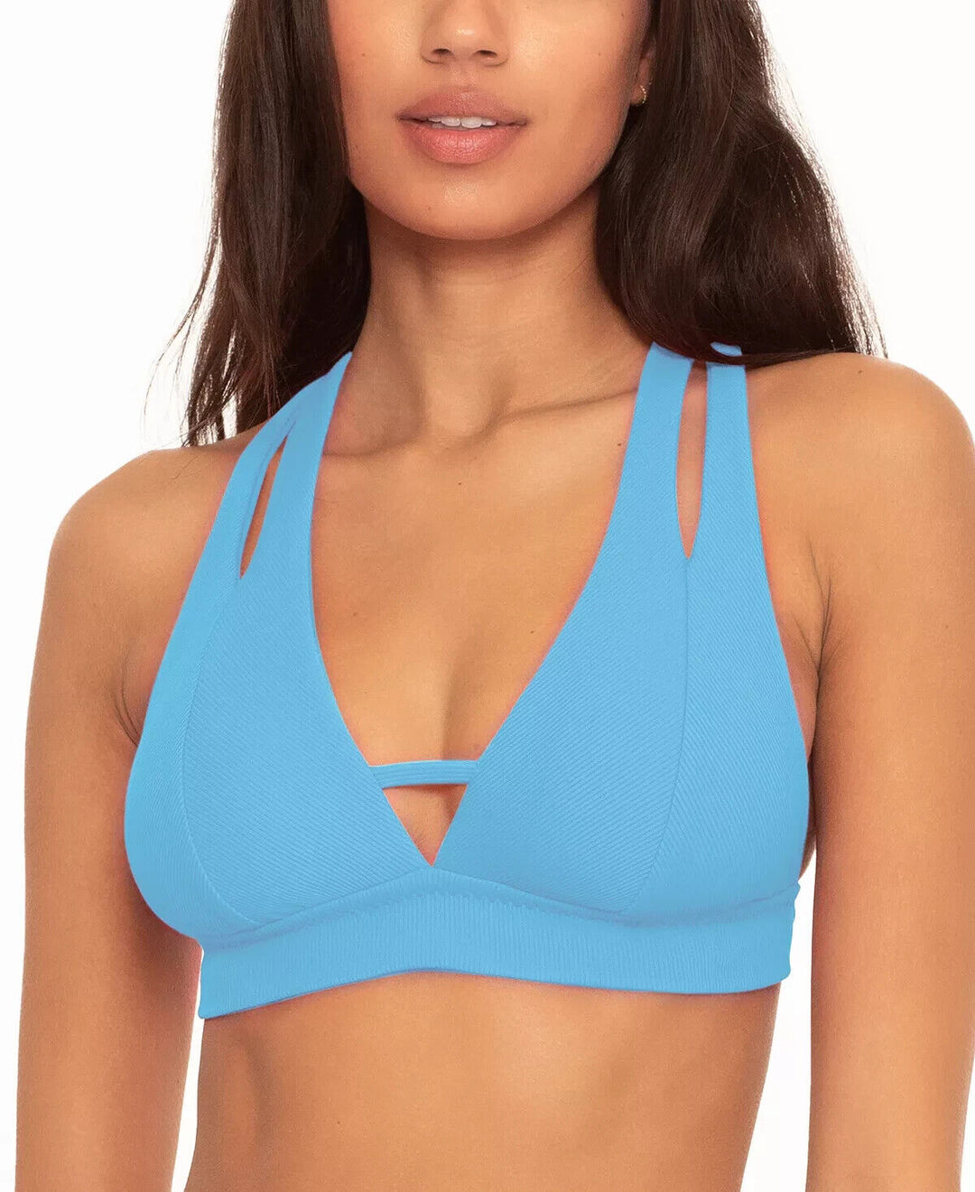 Becca Fine Line Split-Strap Bikini Top MSRP $78 Size S # U7 433 NEW