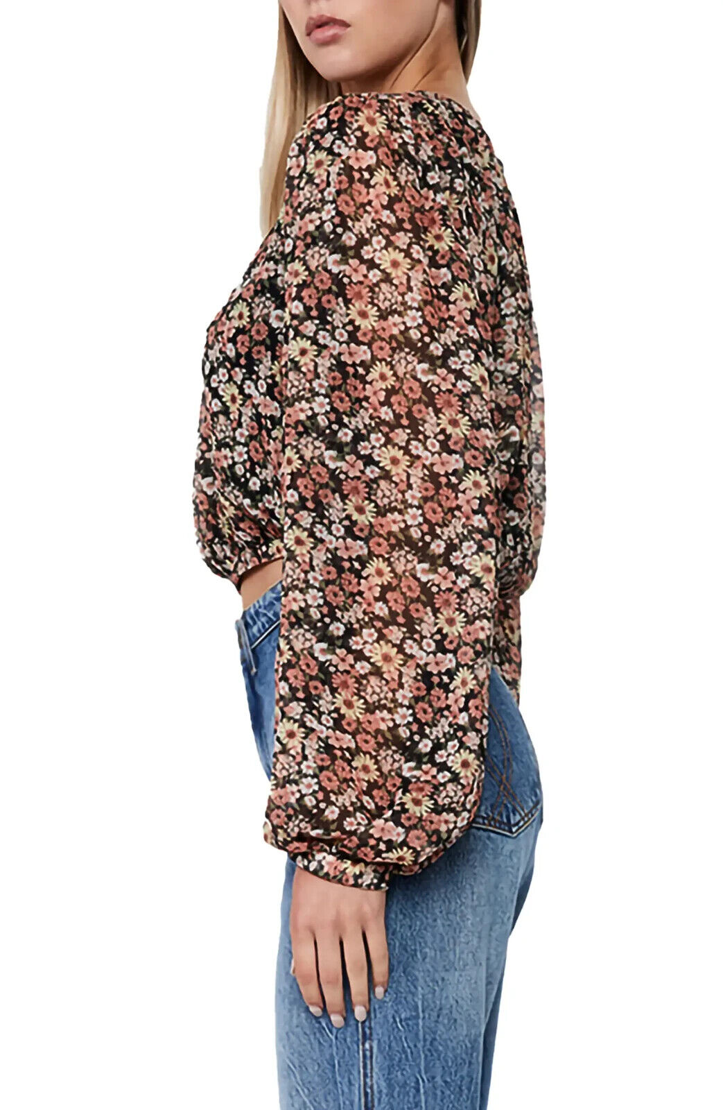 Top corto floral con cuello redondo Bardot Annie MSRP $ 79 Tamaño 2 # 5D 2186 NUEVO