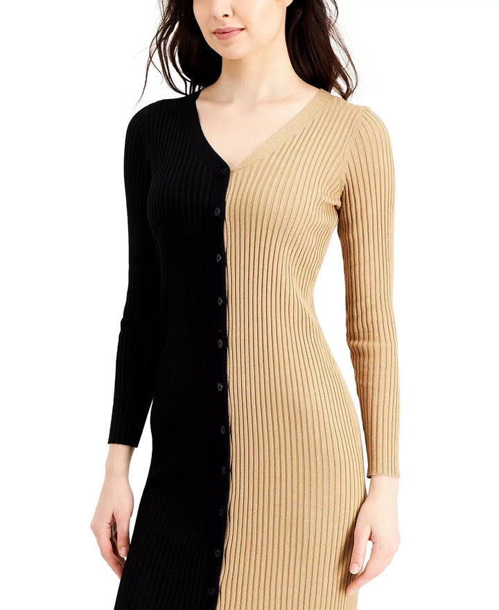 Taylor Ribbed Two-Tone Sweater Dress