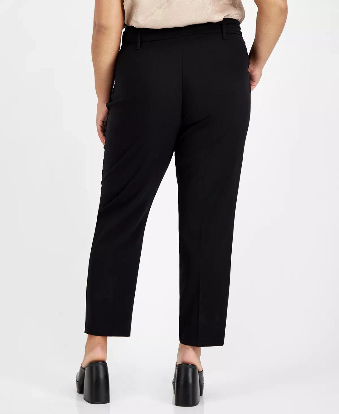 Bar III Plus Size Belted Paperbag-Waist Pants