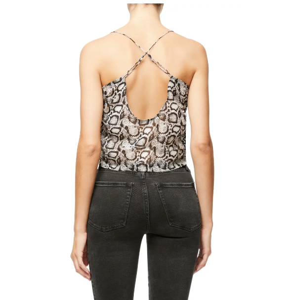 Good American Ruched Snake Print Camisole