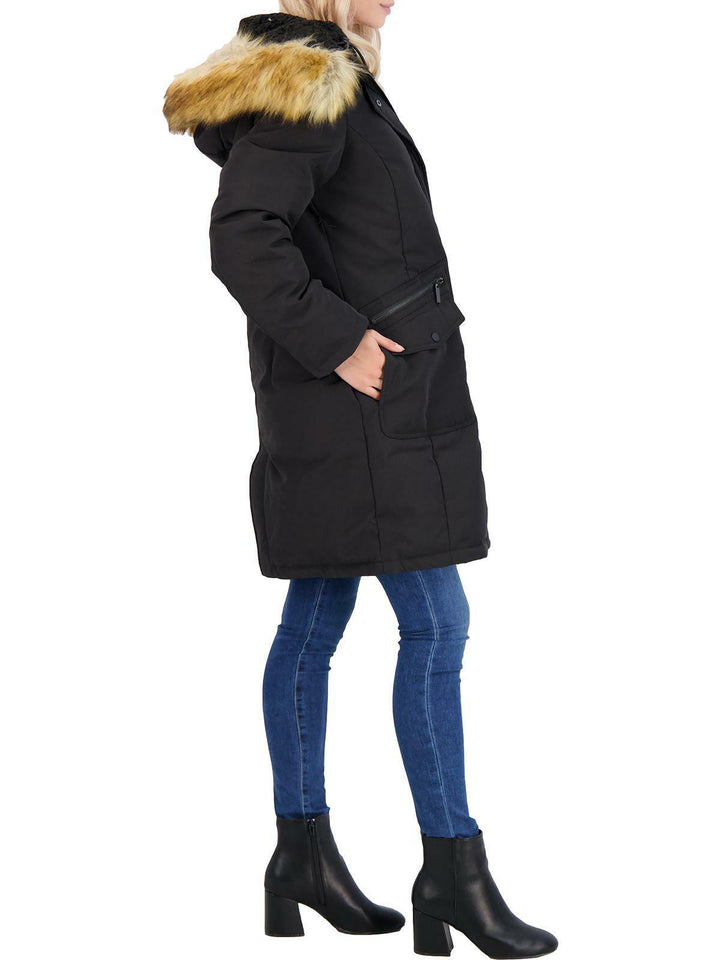 Parka de plumón con ribete de piel sintética y capucha de French Connection MSRP $320 Talla M # 18B 109 NUEVO