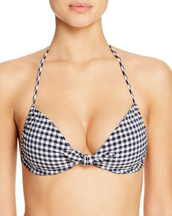 Shoshanna Classic Gingham Knot Front Bikini Top MSRP $145 Size DD # 30C 73 NEW